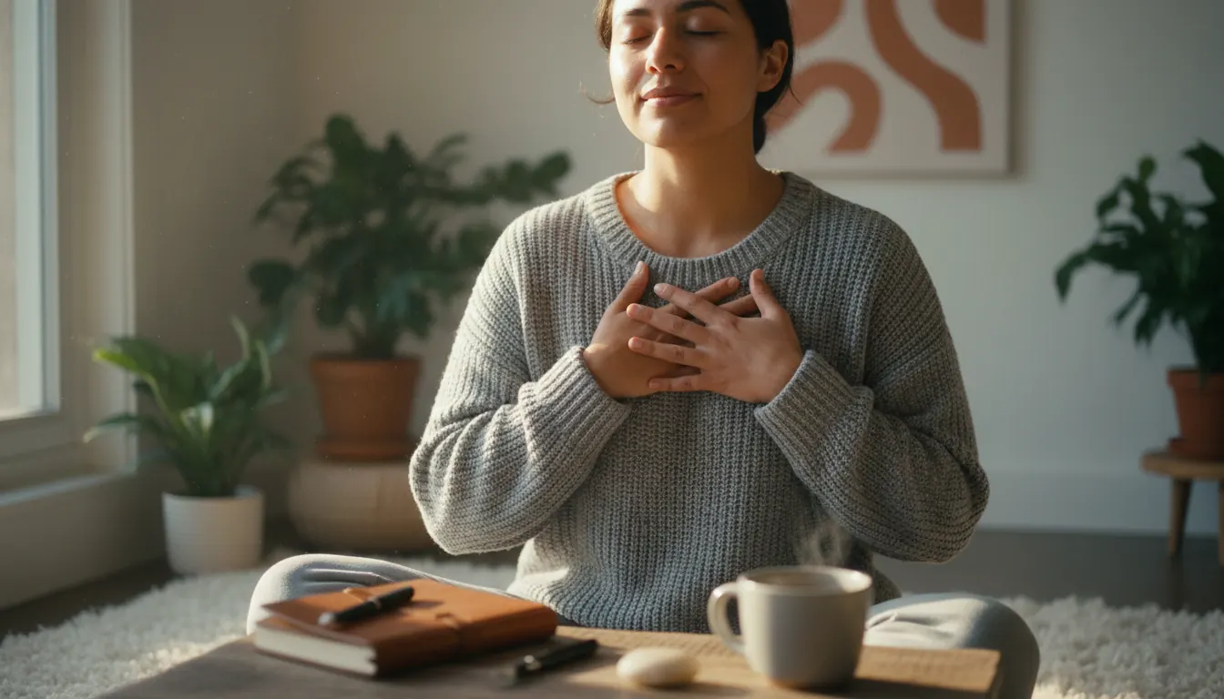 Person practicing self-compassion and reflection